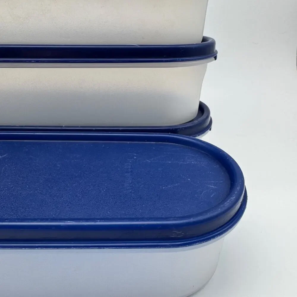 6 Tupperware Modular Mate Oval Container Blue Lid 2399A-3